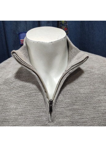 Бежевый демисезонный свитер мужской джемпер полузамка стойка однотонный Vicente