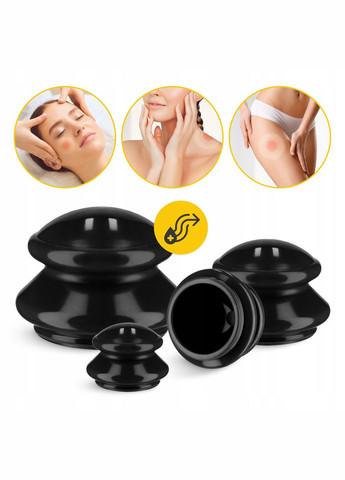 Вакуумні масажні банки для тіла (китайські/атницелюлітні банки) 4 шт Black () 4FIZJO P-5907739314918 (275096428)