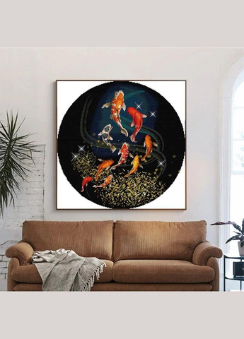 Набор для вышивания по нанесённой на канву схеме "Koi Carp Swimming". AIDA 14CT printed 47*47 см Joy Sunday (313614303)