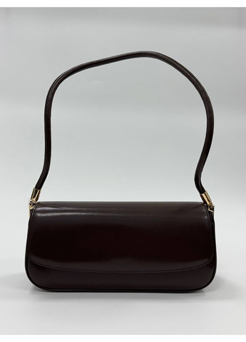 Жіноча сумка-багет з натуральної шкіри, шоколадна, із золотою фурнітурою Lonza (366290195)