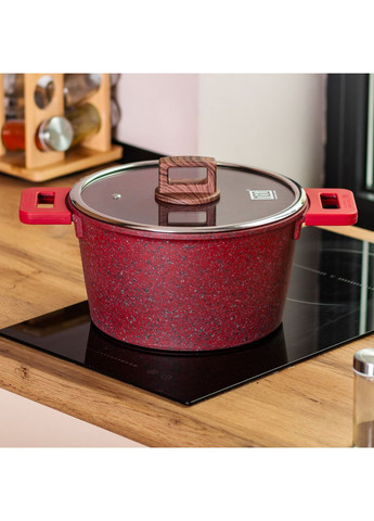 Алюмінієва каструля об'ємом 5,3 л з кришкою Ø 24 см з антипригарним покриттям MGC HP-4-446R Jooki (358706667)