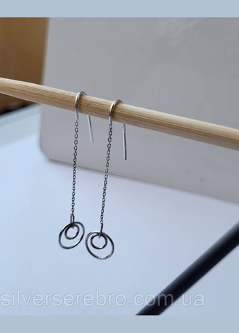 Срібні сережки протяжки Ланцюжки без каменів Кола Срібло 925 проби Родоване 1350 0.96г No Brand (306743028)