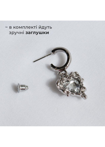 Серебряные серьги в форме сердца причудливый комплект с камешками классический fairy серьги-гвоздики жидкий металл ретро лолита No Brand (369667993)