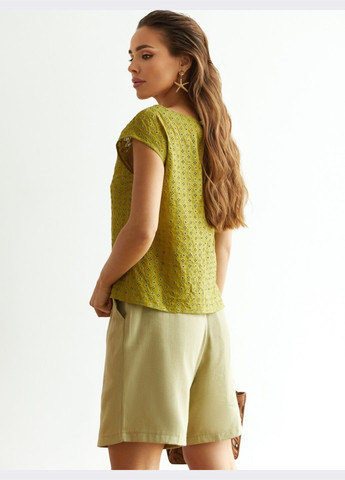 зелені шорти широкого крою з плетеним поясом Dressa (331643857)