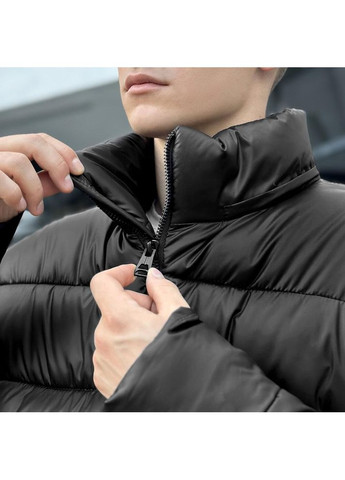 Черная зимняя мужская зимняя куртка плащевка на пухе черная Freedom