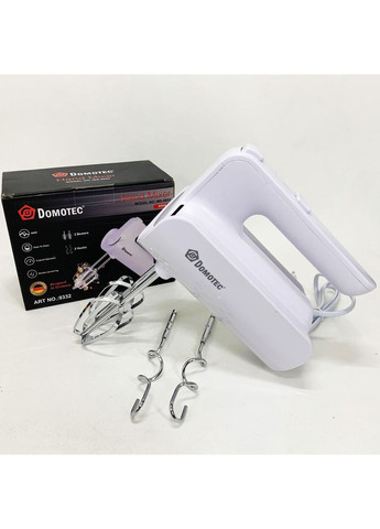 Ручний міксер R.6653W кухонний міксер із насадками 5 швидкостей 800 Вт білий Domotec (367860895)
