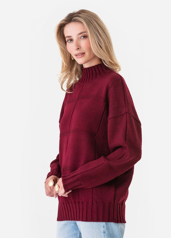 Бордовий жіночий светр з геометричним малюнком. SVTR