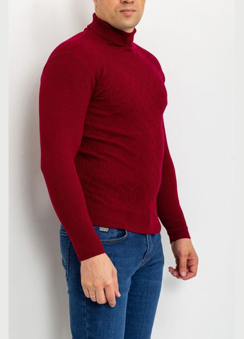 Бордовый зимний свитер-гольф мужской, цвет молочный, Ager