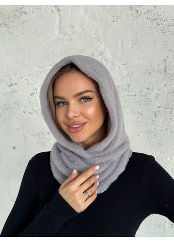 Женский капор Vesta с воротником из экомеха серый No Brand (366666918)