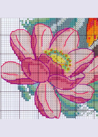 Набор для вышивания по нанесённой на канву схеме "Carp and flowers" .AIDA 14CT printed, 29*35 см Joy Sunday (313613011)