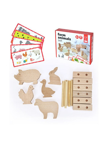 Деревянный игровой набор "Фигурки животных" 900521, 17 деталей Igroteco (339783780)