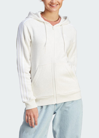 Худи Essentials 3-Stripes Full-Zip Fleece adidas (284346695)