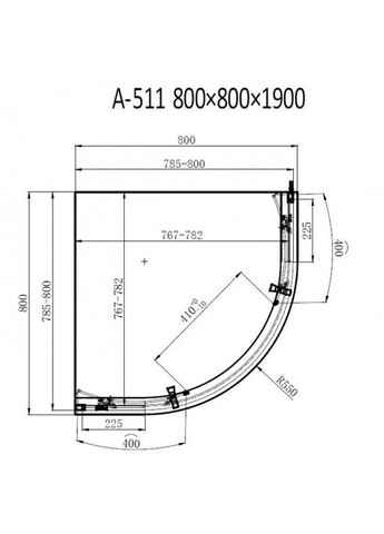 Душова кабіна A-511 80x80x190 см, двері розсувні, скло шиншила Dusel (328596693)