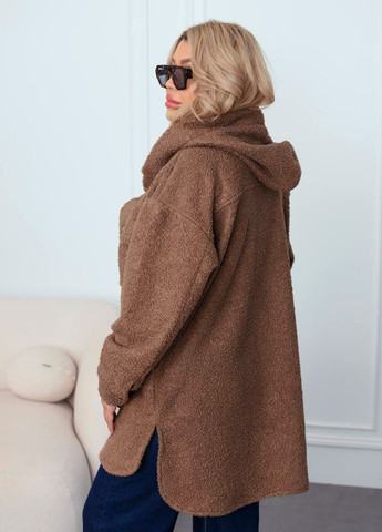 Кофейная повседневный, кэжуал рубашка однотонная Modena с длинным рукавом