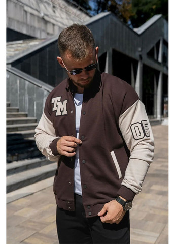 Чоловічий бомбер на кнопках oversize petlia 23 коричневий з білим Teamv (366740734)