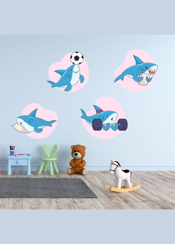 Виниловая интерьерная на стену, обои и другие поверхности "Акулы спортивные" из Оракала Кавун наклейка (316190326)