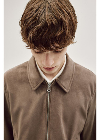 Коричнева демісезонна куртка зі штучної замші весняно-осіння H&M