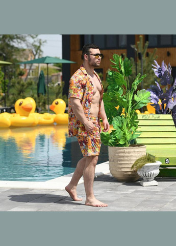 Чоловічі пляжні шорти помаранчеві з принтом Freedom (345122717)