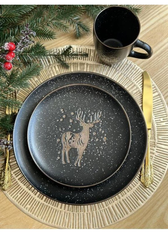 Тарілка десертна кераміка Олень чорна 20см Home Decor (367164908)