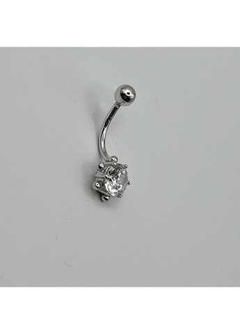 Пирсинг в пуп серебряный с кубическим цирконием "РА" 2 г No Brand (369736884)