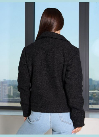 Черный женский укороченный жакет из букле No Brand однотонный - демисезонный