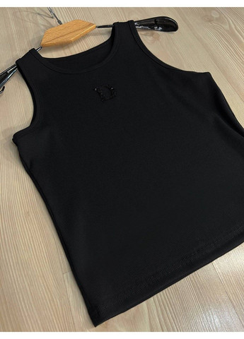 Майка жіноча A-N 27035 у рубчик з вишивкою літери D пайєтками No Brand — 335630893