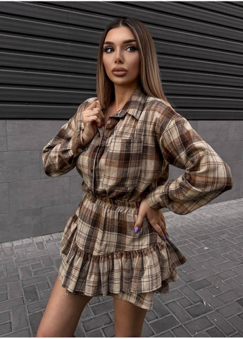 Костюм из фланели в клетку Рубашка + Юбка No Brand (353869148)