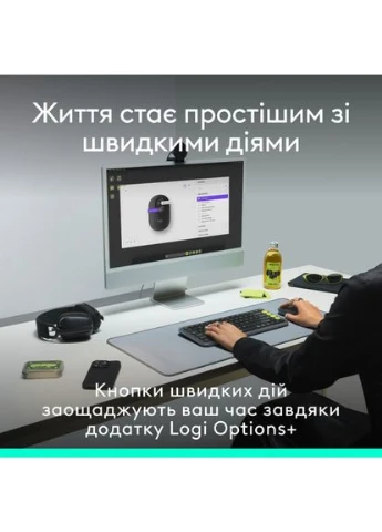 Мышь оптическая беспроводная маленькая белая Bluetooth Logitech (386698442)