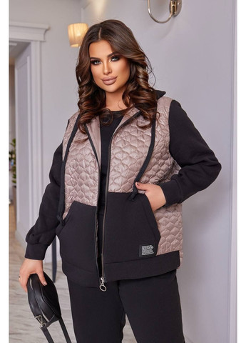 Женский утеплённый костюм на флисе чёрный с вставками цвета мокко Boni Спортивний костюм (361055525)