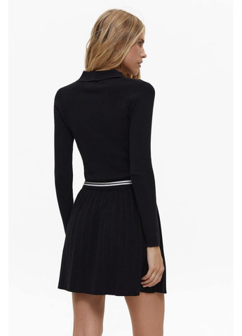 Черная юбка трикотажная с контрастным поясом, chocolate Solmar