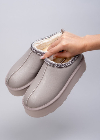 Угги женские 5852-1 серые кожанные 344460 Power (303397132)