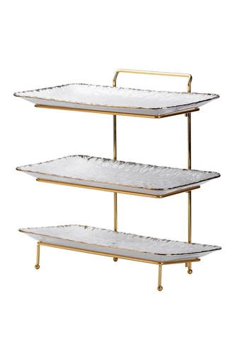 Фруктовниця керамічна трьохярусна 35,5*21*37 см Yiwu HP1012 No Brand (377467563)