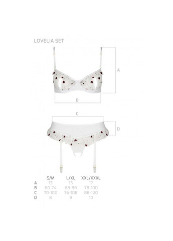 Белый демисезонный сексуальный комплект с поясом для чулок lovelia set white - cherrylove Passion