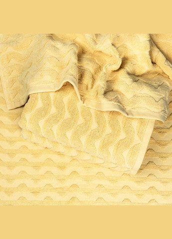 GM Textile комплект махрових рушників жакардових хвиля 3шт 50х90см, 50х90см, 70х140см 500г/м2 (жовтий) жовтий виробництво -