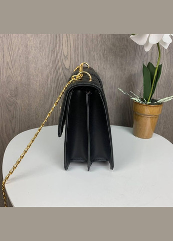 Модна стьобана жіноча сумочка клатч з ланцюжком із екошкіри чорна із золотим (sku_1198ЧГ) No Brand (330576560)