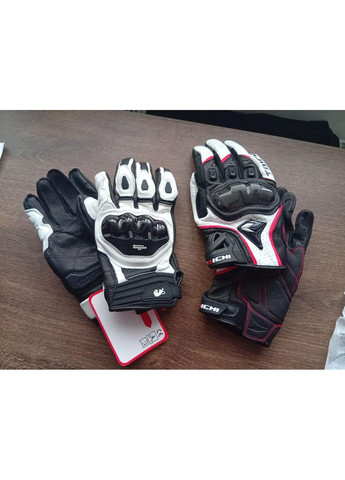 Мотоциклетні шкіряні рукавички,рукавиці для мотоцикла з натуральної шкіри в чорно-білому кольорі No Brand (370639459)