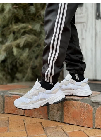 Белые демисезонные кроссовки мужские adidas ozweego adiprene pride white beige black адидас озвиго белые No Brand