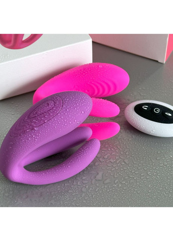 Жіночий вібратор з вусиками для двох з пультом управління стимуляція клітора ануса сосків No Brand (339092232)