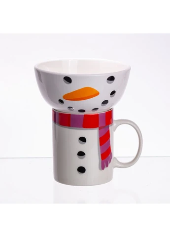 Набор фарфоровая чашка с блюдцем Snowman 350 (мл) чашка на подарок новогодняя для чая и кофе CR-1-49 Yiwu (391463991)