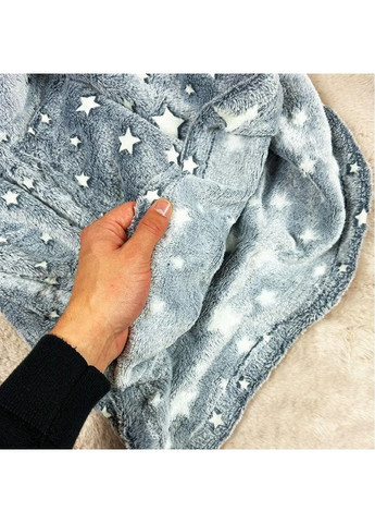 Толстовка плед халат зимний худи свитер оверсайз унисекс со светящимися звездами карманом капюшоном (478498-Prob) Серая Unbranded (305784364)