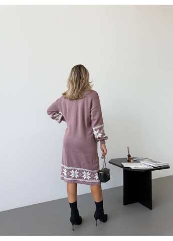 Пудровое женское вязаное платье марина с вышивкой пудра You Best