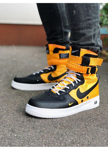 Чорні Осінні кросівки чоловічі nike special fled air force 1 yellow white black найк No Brand