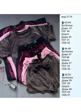 Бордовая всесезон женская пижама футболка + шорты No Brand