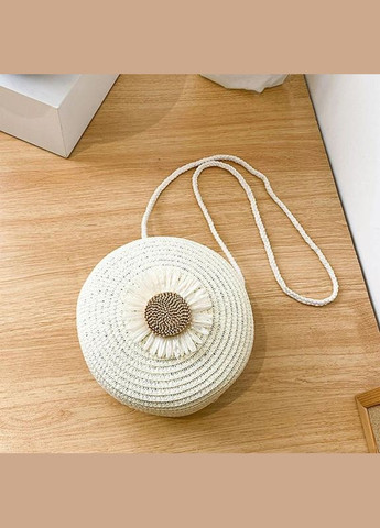 Сумка жіноча солом'яна через плече круглої форми декор квітка No Brand (330618840)