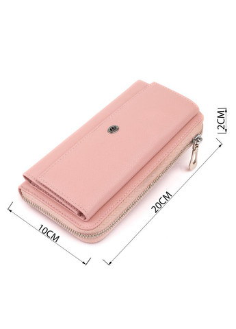 Женский кожаный кошелек-клатч с отделениями для карт и купюр розовый (sku_19297) No Brand (328218919)