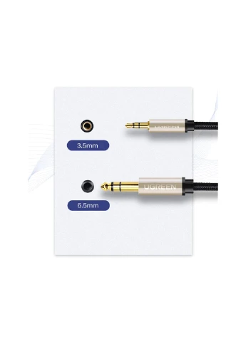 Аудіокабель 3.5mm Male to 6.35mm Male, TRS Stereo Audio Cable, nylon braid, 5m Ugreen AV127 (376310885)