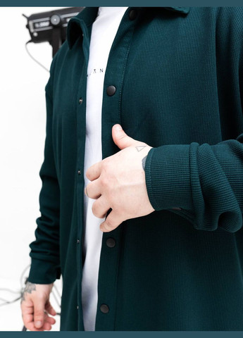 Смарагдовий демісезонний чоловічий костюм вафелька з сорочкою, брючний Україна