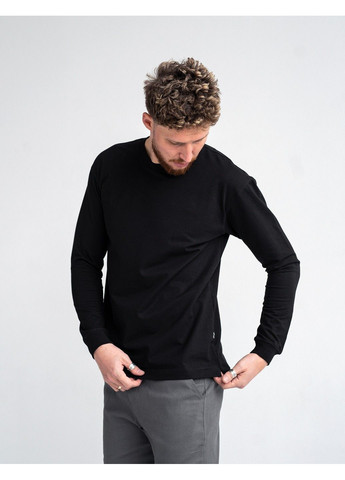 Черная мужская футболка с длинным рукавом long sleeve черный Teamv