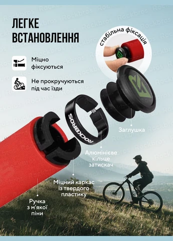 Гріпси для велосипеда гумові ручки грипси на кермо велосипеда анатомічні грипси велосипедні Чорні 73545 Rockbros (322872930)