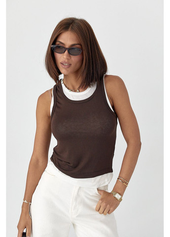 Трикотажная двухслойная майка - коричневый цвет Lurex — 340917570